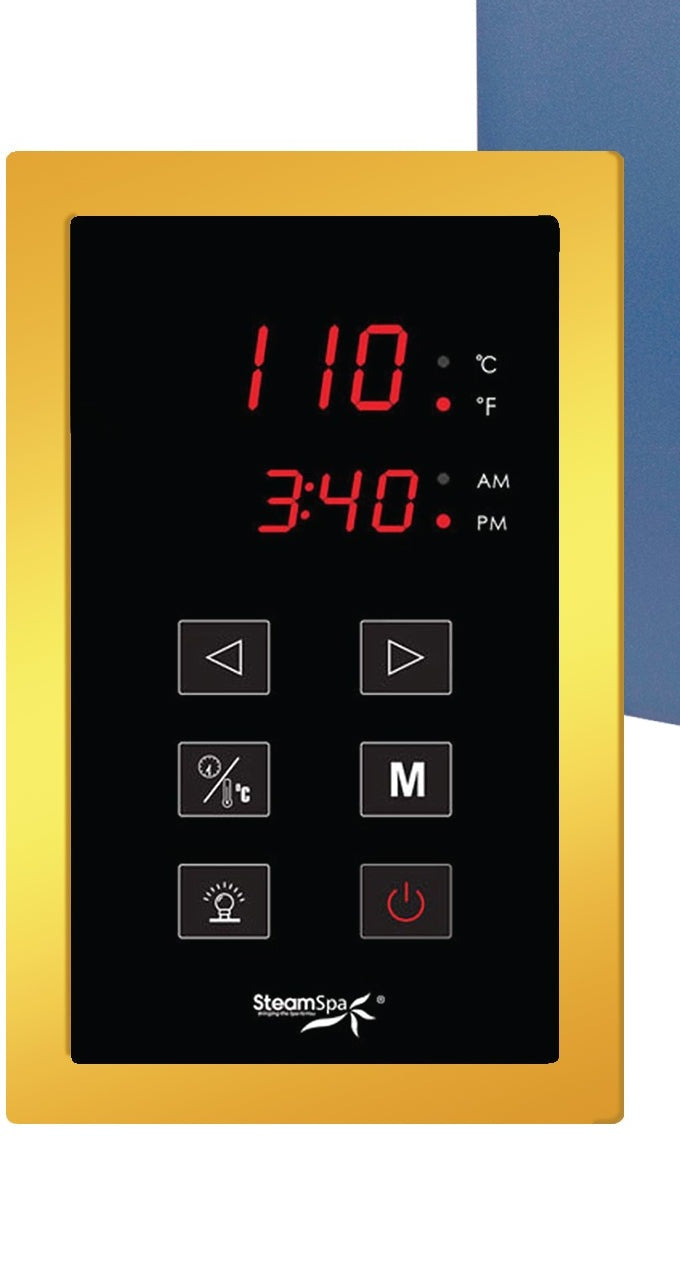 SteamSpa OAT1200GD touch control panel with time and temperature display