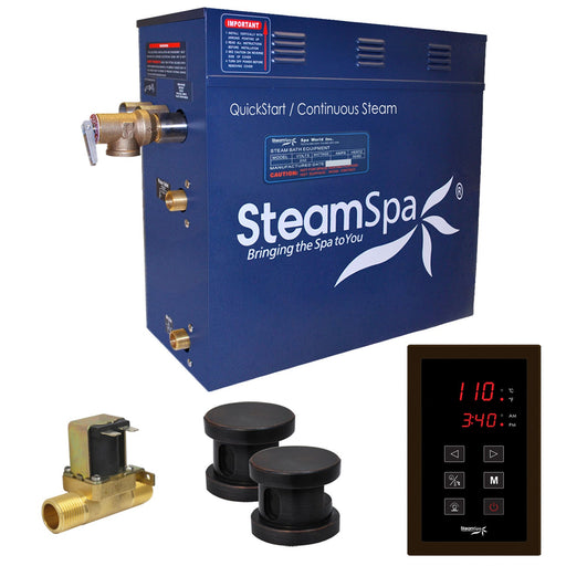 SteamSpa OAT1200OB-A 12 kW steam generator package with two oil rubbed bronze steamheads, controller and accessories