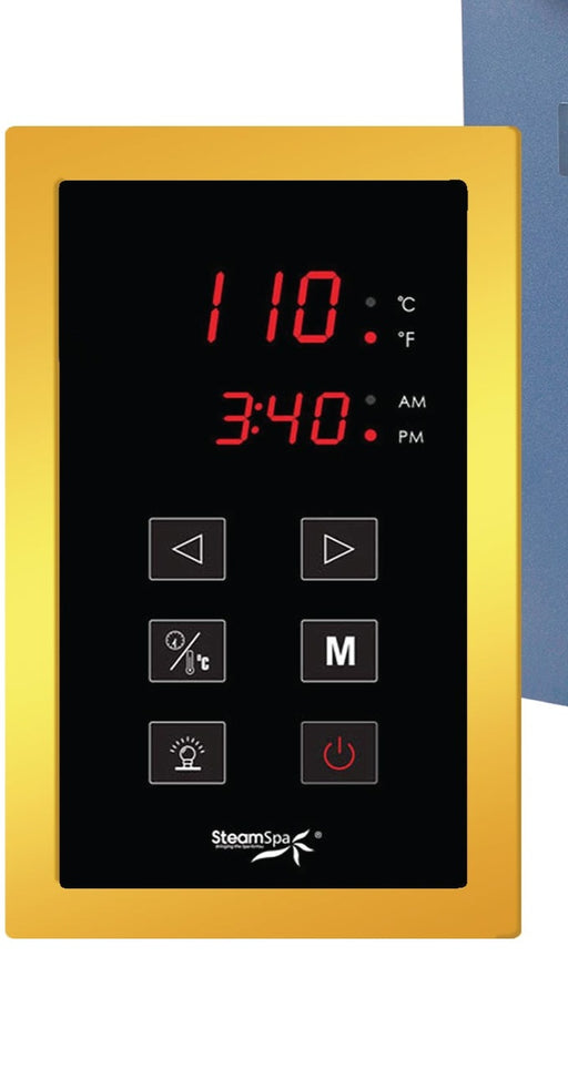 SteamSpa OAT600GD touch control panel with time and temperature display