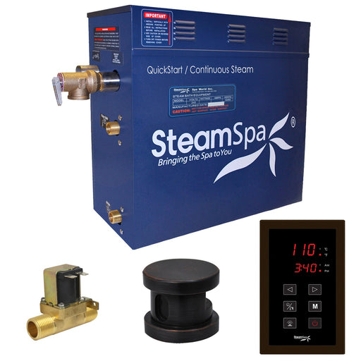 SteamSpa OAT600OB-A 6 kW steam generator package with one oil rubbed bronze steamhead, controller and accessories