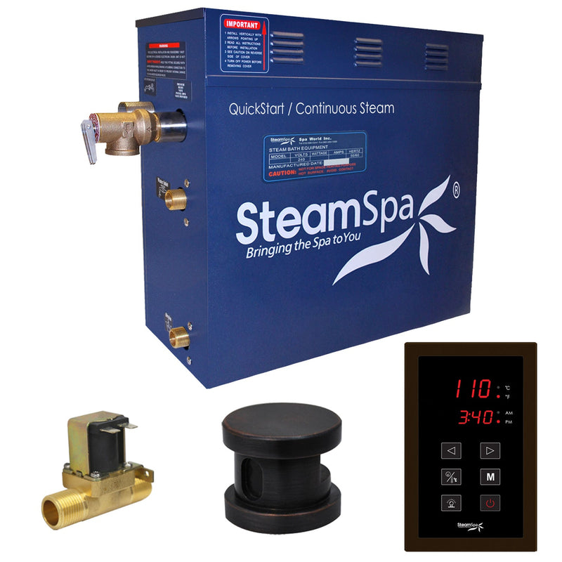 SteamSpa OAT750OB-A 7.5 kW steam generator package with one oil rubbed bronze steamhead, controller and accessories