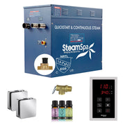 SteamSpa OATS1050CH-A 10.5 kW steam generator package with two polished chrome square steamheads, controller and accessories