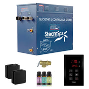 SteamSpa OATS1050MB 10.5 kW steam generator package with two matte black square steamheads, controller and accessories