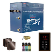 SteamSpa OATS1050OB 10.5 kW steam generator package with two oil rubbed bronze square steamheads, controller and accessories