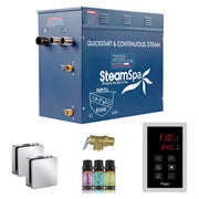 SteamSpa OATS1200CH 12 kW steam generator package with two polished chrome square steamheads, controller and accessories