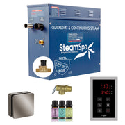 SteamSpa OATS450BN-A 4.5 kW steam generator package with one brushed nickel square steamhead, controller and accessories
