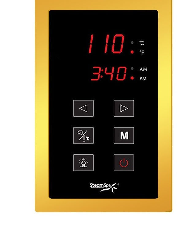 SteamSpa OATS600GD touch control panel with time and temperature display