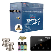 SteamSpa OAW1050BN-A 10.5 kW steam generator package with two brushed nickel steamheads, controller and accessories
