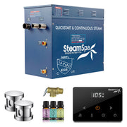 SteamSpa OAW1050CH 10.5 kW steam generator package with two polished chrome steamheads, controller and accessories