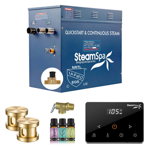 SteamSpa OAW1050GD-A 10.5 kW steam generator package with two gold steamheads, controller and accessories