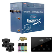 SteamSpa OAW1050MK 10.5 kW steam generator package with two matte black steamheads, controller and accessories