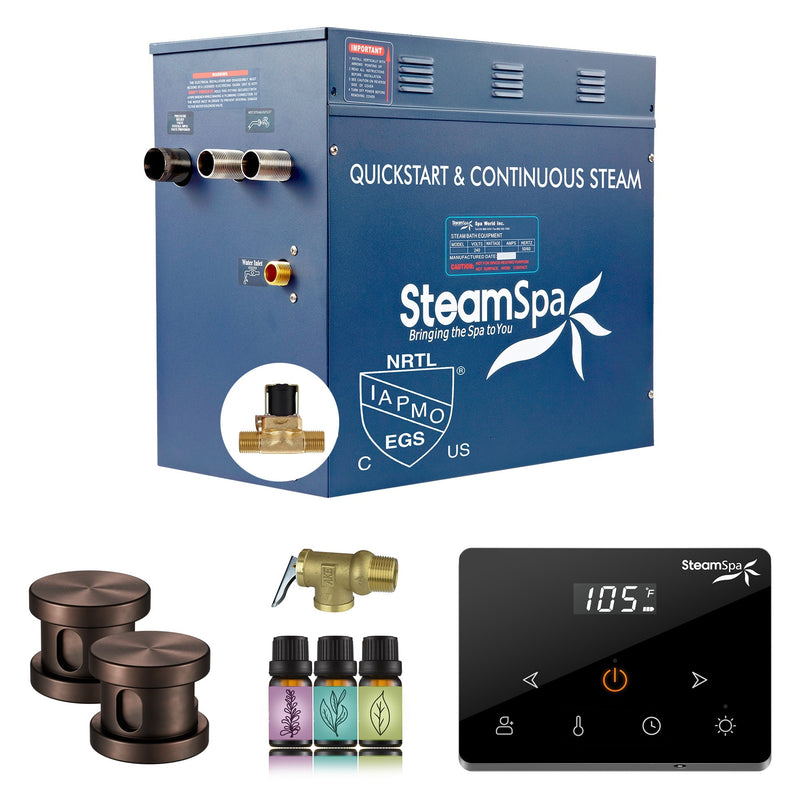 SteamSpa OAW1050OB-A 10.5 kW steam generator package with two oil rubbed bronze steamheads, controller and accessories