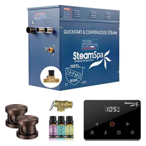 SteamSpa OAW1050OB-A 10.5 kW steam generator package with two oil rubbed bronze steamheads, controller and accessories