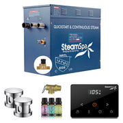 SteamSpa OAW1200CH-A 12 kW steam generator package with two polished chrome steamheads, controller and accessories