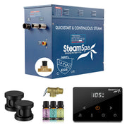 SteamSpa OAW1200MK-A 12 kW steam generator package with two matte black steamheads, controller and accessories