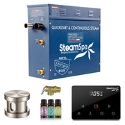 SteamSpa OAW450BN 4.5 kW steam generator package with one brushed nickel steamhead, controller and accessories