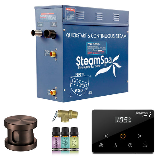 SteamSpa OAW750OB 7.5 kW steam generator package with one oil rubbed bronze steamhead, controller and accessories