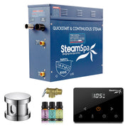 SteamSpa OAW900CH 9 kW steam generator package with one polished chrome steamhead, controller and accessories