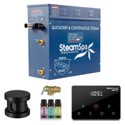 SteamSpa OAW900MK 9 kW steam generator package with one matte black steamhead, controller and accessories