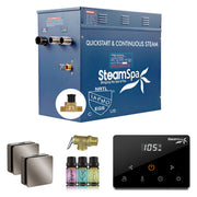 SteamSpa OAWS1050BN-A 10.5 kW steam generator package with two brushed nickel square steamheads, controller and accessories