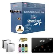 SteamSpa OAWS1050CH-A 10.5 kW steam generator package with two polished chrome square steamheads, controller and accessories