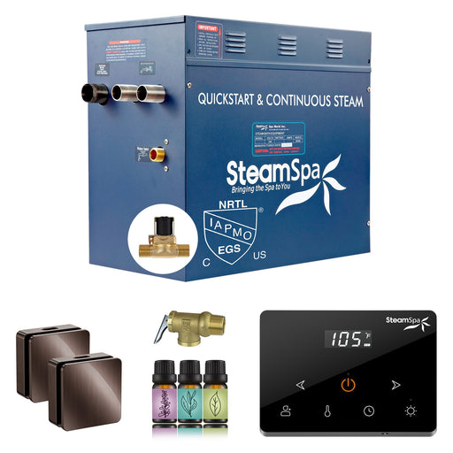 SteamSpa OAWS1050OB-A 10.5 kW steam package with two oil rubbed bronze square steamheads and controls