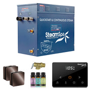 SteamSpa OAWS1050OB 10.5 kW steam generator package with two oil rubbed bronze square steamheads, controller and accessories