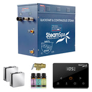 SteamSpa OAWS1200CH 12 kW steam generator package with two polished chrome square steamheads, controller and accessories
