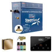 SteamSpa OAWS450GD-A 4.5 kW steam generator package with one gold square steamhead, controller and accessories