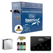 SteamSpa OAWS600CH-A 6 kW steam generator package with one polished chrome square steamhead, controller and accessories