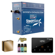 SteamSpa OAWS600GD 6 kW steam generator package with one gold square steamhead, controller and accessories