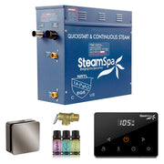 SteamSpa OAWS750BN 7.5 kW steam generator package with one brushed nickel square steamhead, controller and accessories