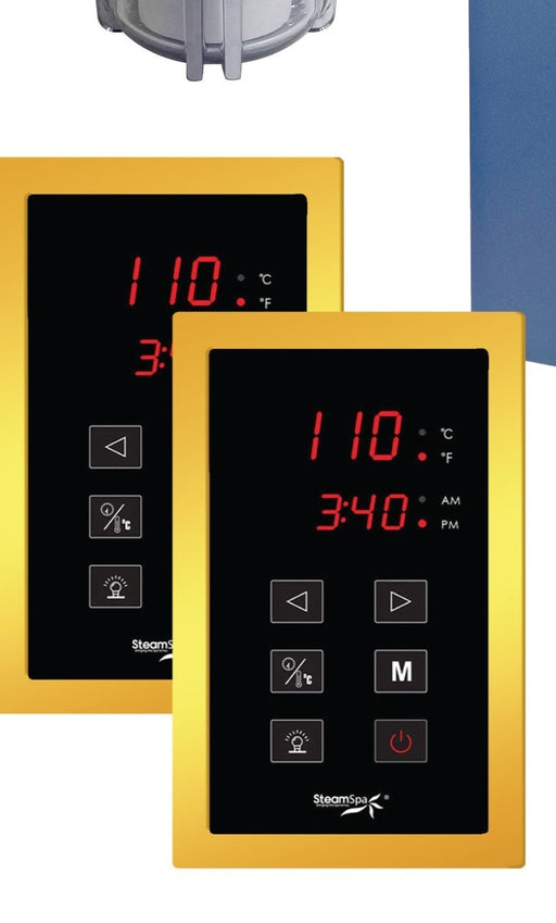 SteamSpa RYT1050GD dual touch control panels with time and temperature display