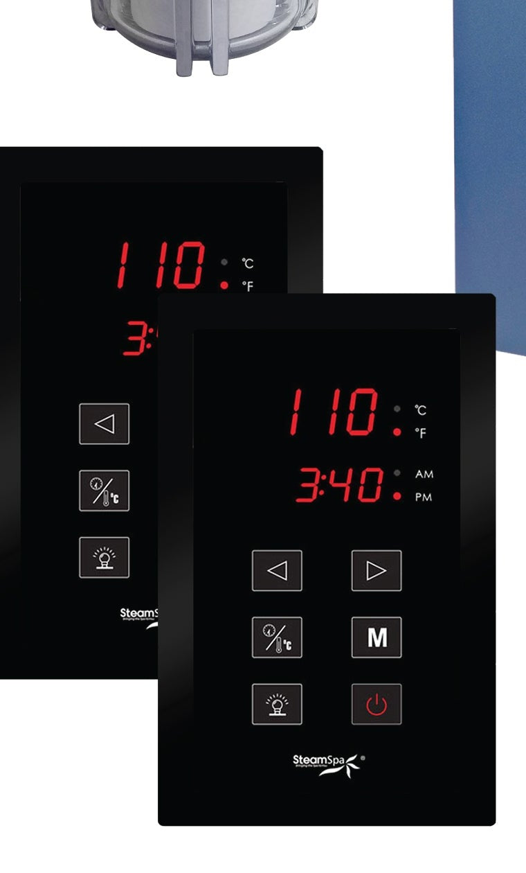 SteamSpa RYT1050MK-A dual touch control panels with time and temperature display