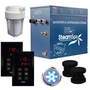 SteamSpa RYT1050MK 10.5 kW steam generator package with two matte black steamheads, controller and accessories