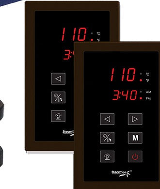 SteamSpa RYT1050OB-A dual touch control panels with time and temperature display