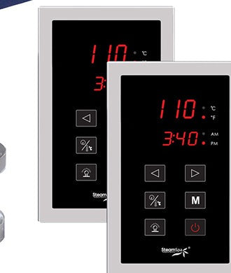 SteamSpa RYT1200CH-A dual touch control panels with time and temperature display