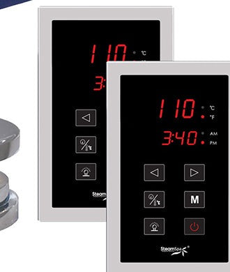 SteamSpa RYT1200CH dual touch control panels with time and temperature display