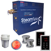 SteamSpa RYT1200CH 12 kW steam generator package with two polished chrome steamheads, controller and accessories