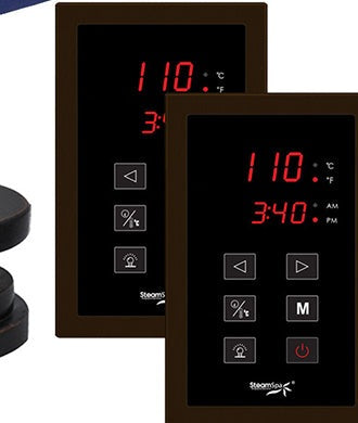 SteamSpa RYT1200OB dual touch control panels with time and temperature display