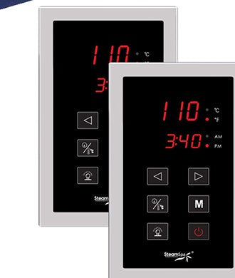 SteamSpa RYT450CH-A dual touch control panels with time and temperature display