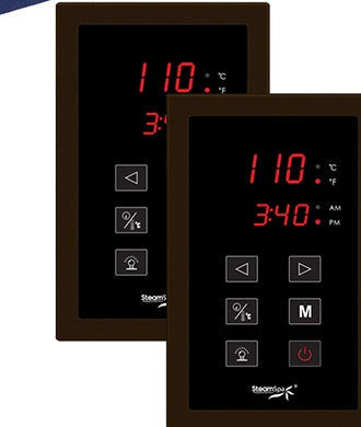 SteamSpa RYT450OB-A dual touch control panels with time and temperature display