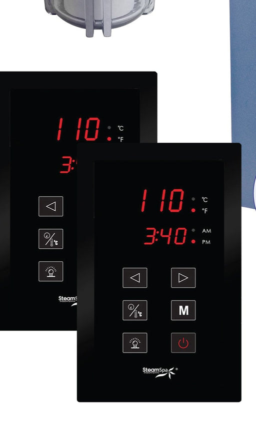 SteamSpa RYT750MK-A dual touch control panels with time and temperature display