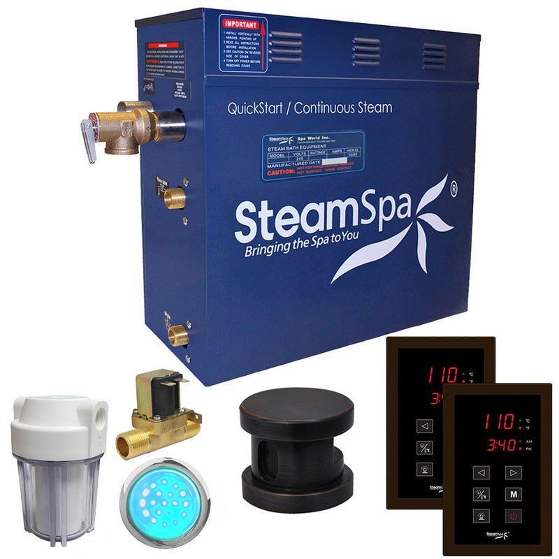 SteamSpa RYT750OB-A 7.5 kW steam generator package with one oil rubbed bronze steamhead, controller and accessories