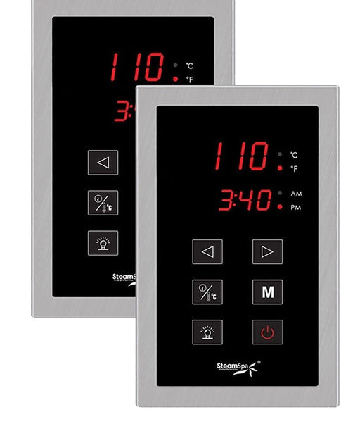 SteamSpa RYTS1050BN-A dual touch control panels with time and temperature display