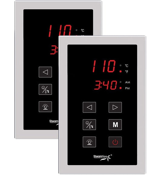 SteamSpa RYTS1050CH dual touch control panels with time and temperature display