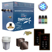 SteamSpa RYTS1200OB-A 12 kW steam generator package with two oil rubbed bronze square steamheads, controller and accessories