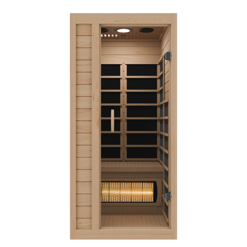 SteamSpa SC-SS0013-GS infrared sauna front view on white