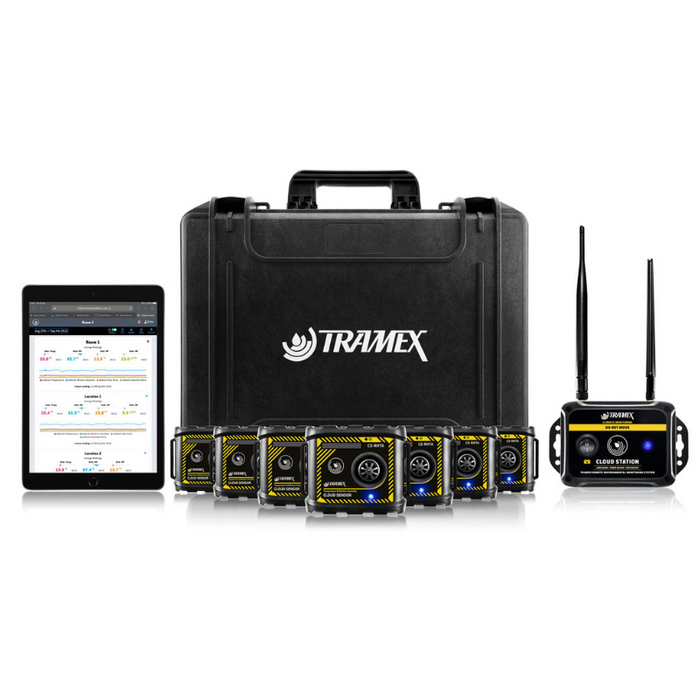 Tramex TREMS-10 - Remote Environmental Monitoring System 10, an image depicting the sleek and compact design of the TREMS-10 device, featuring a digital interface and indicators, set against a clean white background.