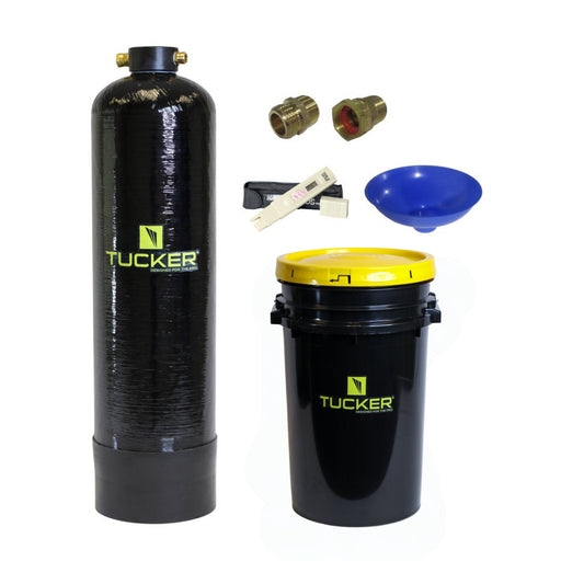 Tucker 1 cubic foot DI tank kit with resin bucket, brass fittings, TDS meter and funnel